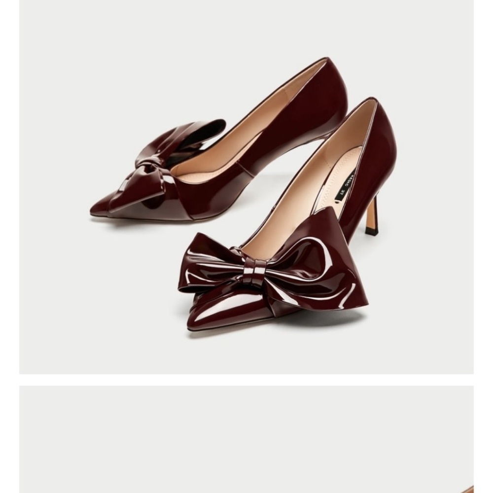 Elegant Burgundy Bow Heels Zara never worn